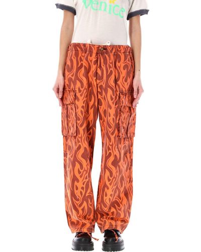 ERL Printed Flame Cargo Trousers - Orange