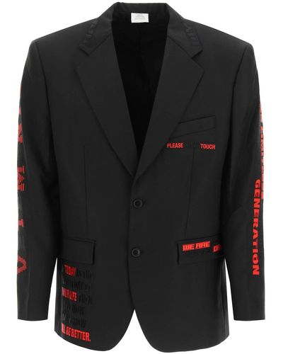 Vetements Jacket With Hidden Message Embroidery - Black