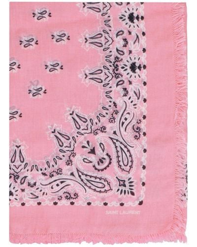 Saint Laurent Printed Scarf - Pink