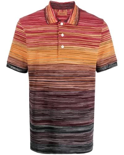 Missoni Stripe-pattern Cotton Polo Shirt - Red