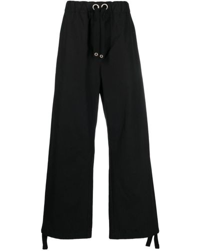 Versace Logo-embroidery Straight Trousers - Black