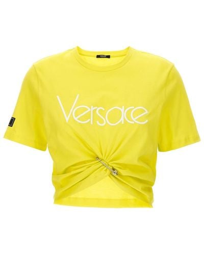 Versace Logo Crop T-shirt - Yellow