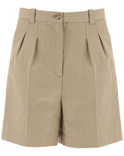 A.P.C. Cotton And Linen Nola Shorts For - Natural