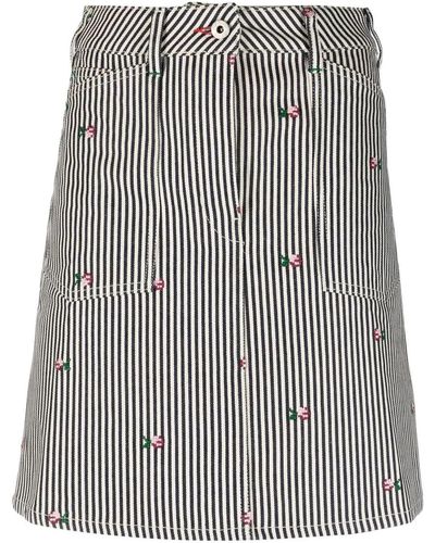 KENZO Striped Denim Skirt - White