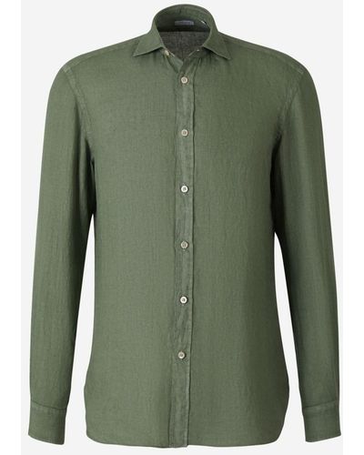 Boglioli Plain Linen Shirt - Green