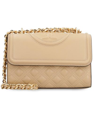 Tory Burch Quilted Fleming Mini Shoulder Bag - Natural