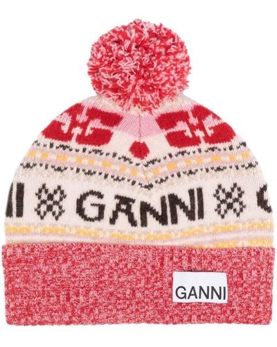 Ganni Wool Beanie - Red