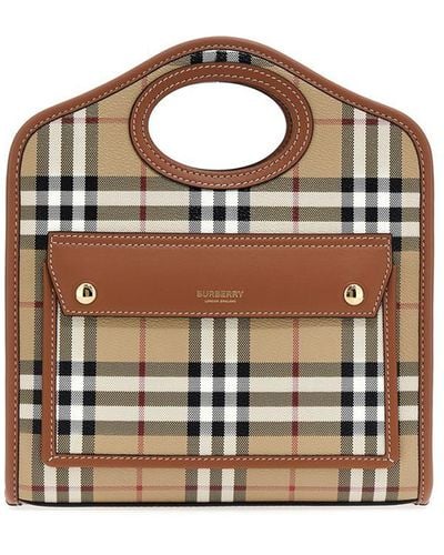 Burberry Pocket Hand Bags Brown - Blue