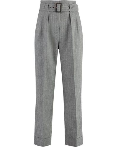 Peserico Wool Blend Trousers - Grey