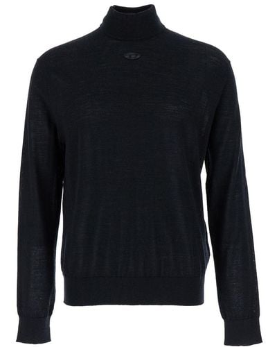 DIESEL Sweater With Embroidered Logo - Blue