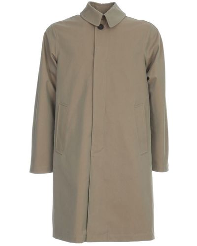 Doppiaa Cotton Polyester Checked Trench Coat - Natural