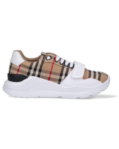 Burberry Vintage Check Canvas & Leather Trainer - White