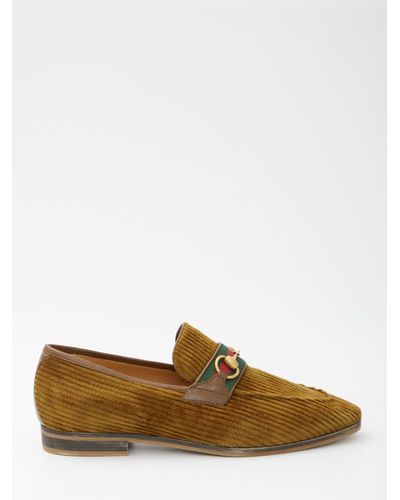 Gucci Corduroy Loafers With Horsebit - Brown