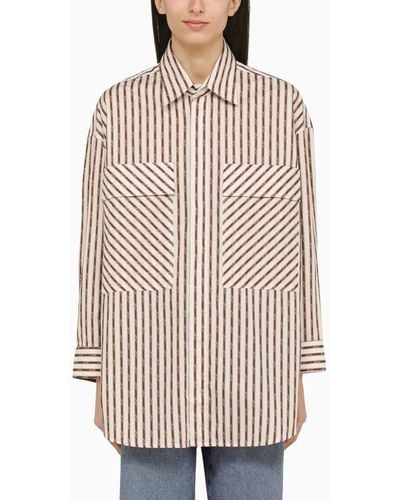 Amiri Alabaster Coloured Oversize Cotton Shirt - Brown