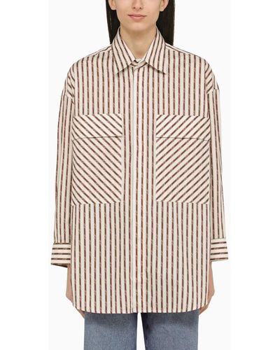 Amiri Alabaster Coloured Oversize Cotton Shirt - Brown
