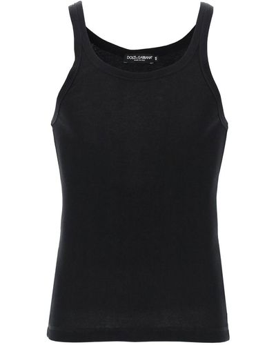 Dolce & Gabbana "Ribbed Slim Shoulder Tank Top - Black