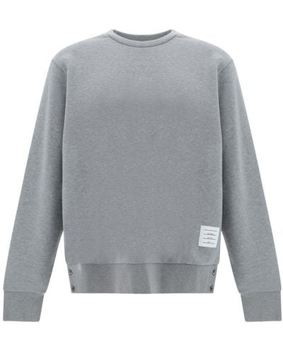 Thom Browne Crew Neck Sweatshirt In Classic Loopback - Grey