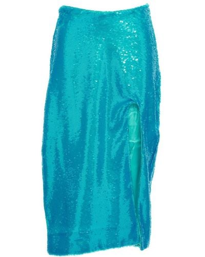 Ganni Sequin Midi Skirt - Blue