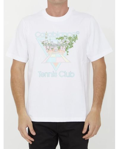 CASABLANCA Tennis Club Graphic-print Organic-cotton T-shirt X - Multicolour