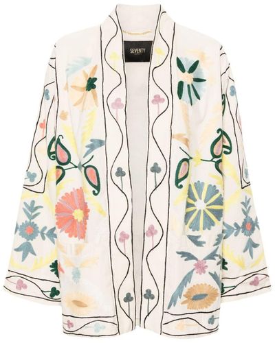 Seventy Floral Embroidery Coat - Natural