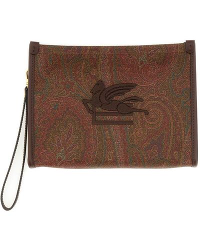 Etro Paisley Jacquard Media Pouch - Brown