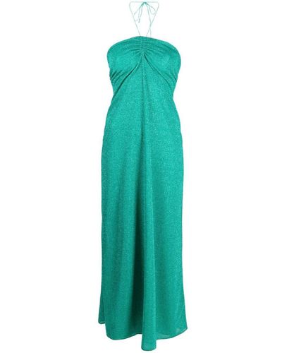 Oséree Metallic-thread Halterneck Dress - Green