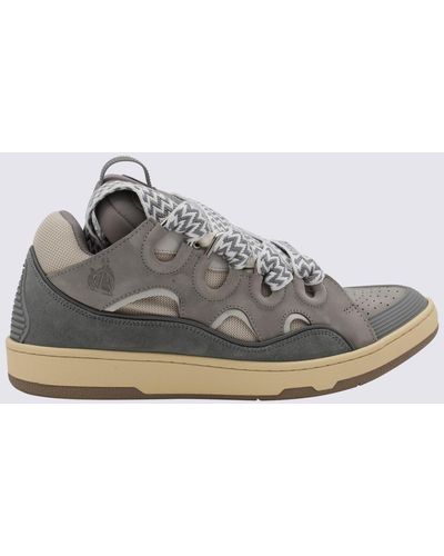 Lanvin Grey Leather Curb Sneakers