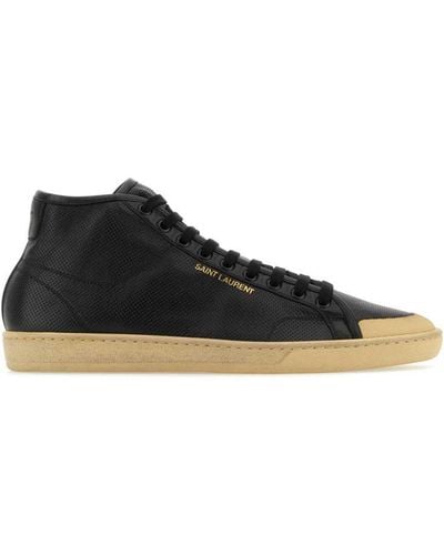 Saint Laurent Leather Mid-top Sneakers - Black