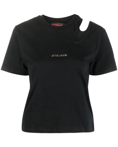 OTTOLINGER Cut-out Detail Organic Cotton T-shirt - Black