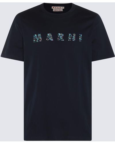 Marni Black Cotton T-shirt - Blue
