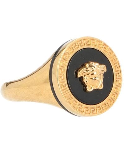Versace Rings Men Brass Gold Black - Metallic