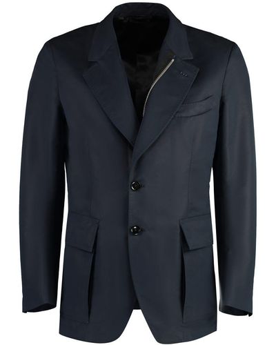 Tom Ford Cotton Blend Single-breast Jacket - Blue