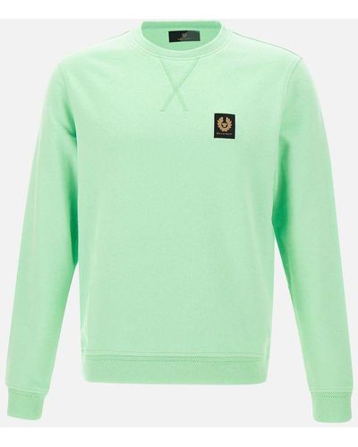 Belstaff Mint Cotton Sweatshirt With Logo Label - Green