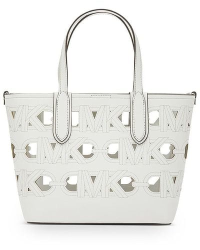 Michael Kors Eliza Cut-Out Synthetic Leather Tote Bag - White