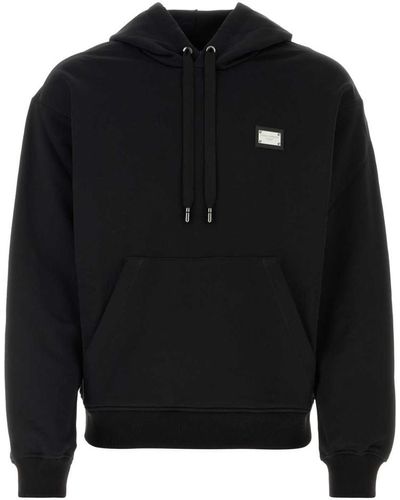 Dolce & Gabbana Jersey Hoodie With Branded Tag - Black