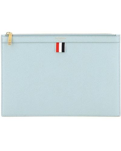 Thom Browne Grain Leather Document Holder Pouch - Blue