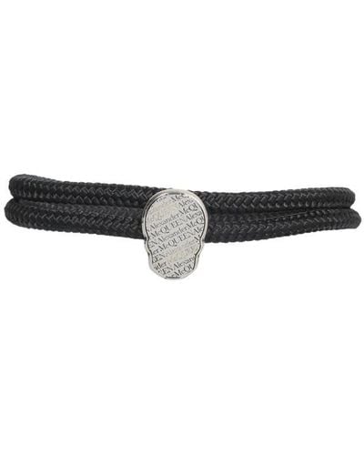 Alexander McQueen Double Round Bracelet With Skull Tag - White