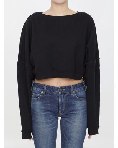 Saint Laurent Cropped Sweatshirt - Black