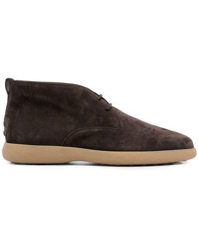 Tod's Suede Leather Ankle Boot Shoes - Brown