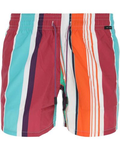 Etro Printed Nylon Swimming Shorts - Red