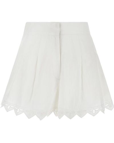 Scarlett Poppies Shorts With Trimmed Edges - White