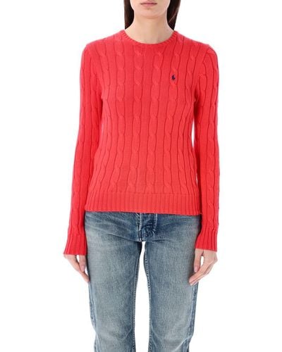 Polo Ralph Lauren Cable-Knit Cotton Crewneck Sweater - Red