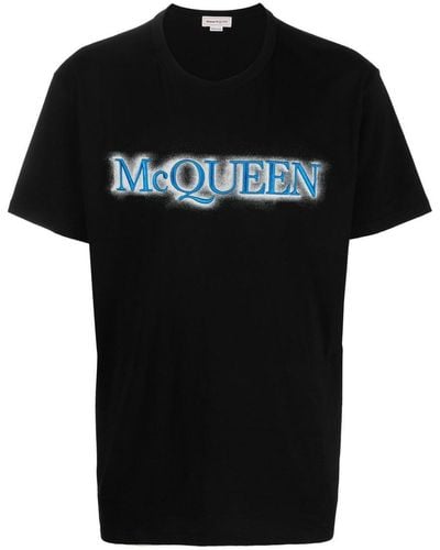 Alexander McQueen T-shirt Mcqueen Con Logo Effetto Spray - Black