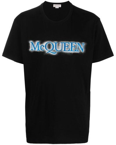 Alexander McQueen T-shirt Mcqueen Con Logo Effetto Spray - Black