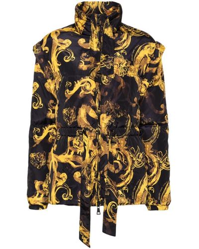 Versace Jeans Couture Barocco-print Down Jacket - Black