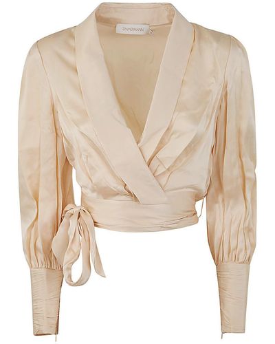 Zimmermann Silk Wrap Top Clothing - Natural