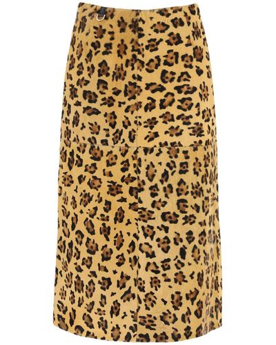 Saks Potts 'carolyn' Midi Skirt In Leopard Ponyskin - Multicolour