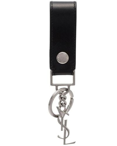 Saint Laurent Cassandre Leather Key-holder - Black