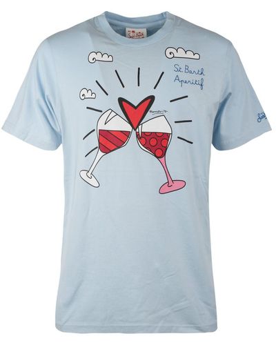 Saint Barth Light T-Shirt With Print And Embroidery Aperitif St. Barth - Blue