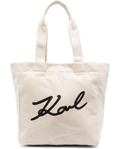 Karl Lagerfeld K/signature Canvas Tote Bag - White